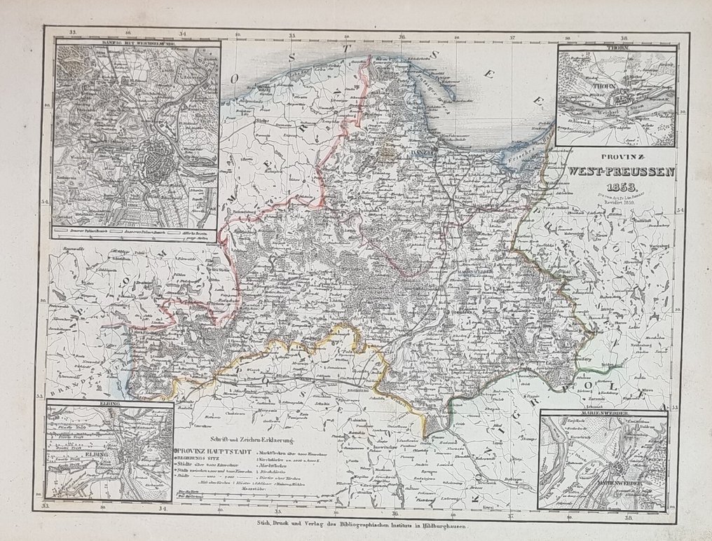 欧洲 - 普鲁士西部和东部，德国，俄罗斯，波兰和立陶宛。; Radefeld, Carl Christian Franz (1788-1874) - Lot. of 3 sheets - Preussen, Provinz West-Preussen, Provinz Ost-Preussen (1848/1853) - 1849/1860 #1.0