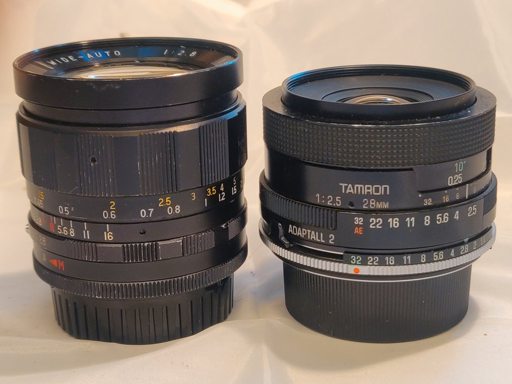 Tamron, Soligor 2x Minolta  SR/MD lenzen: Adaptall-2 2,5/28mm + Wide-Auto 2,8/28mm | Ευρυγώνιος φακός #1.0