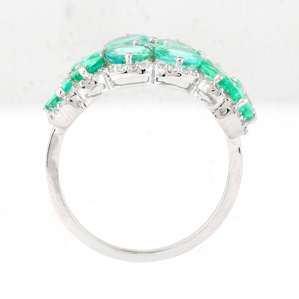 Sans prix de réserve - Bague Platine - 2.79ct. tw. Émeraude - Saphir #2.1