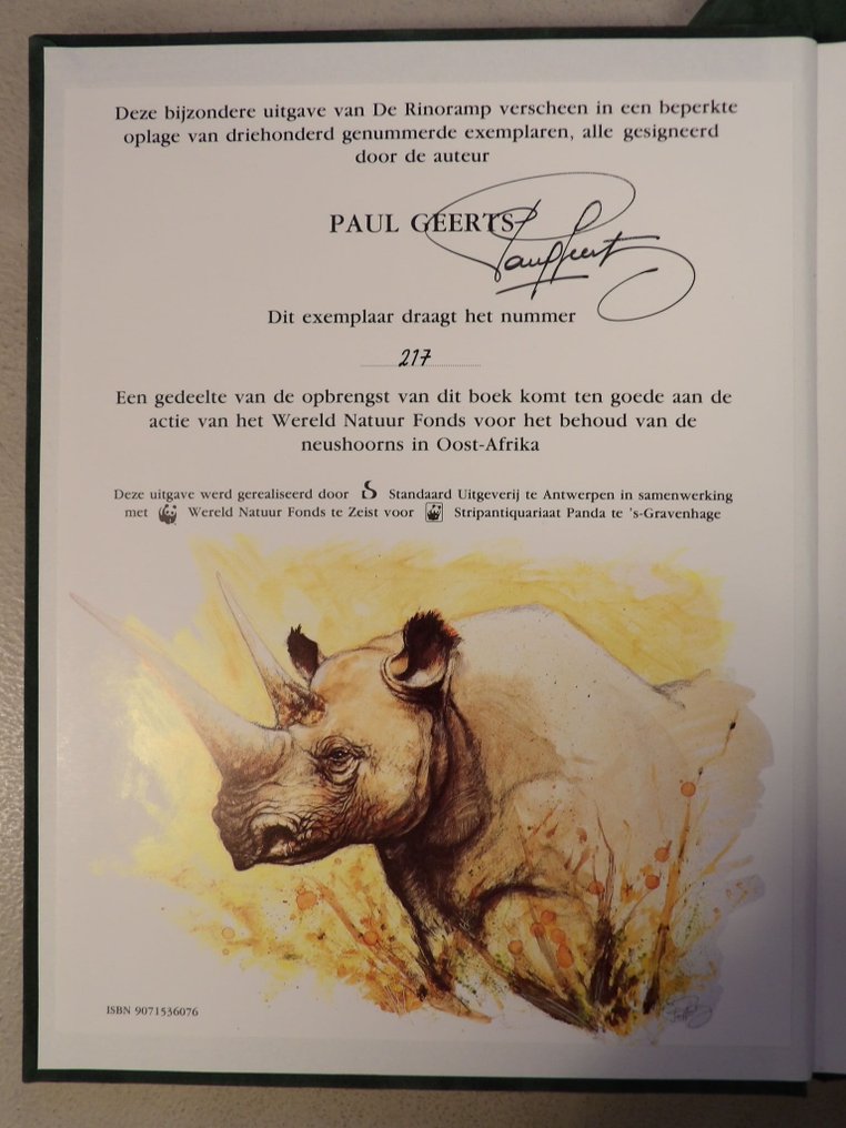 Suske en Wiske - De Rinoramp - luxe fluwelen Panda uitgaven in schuifdoos - gesigneerd Paul Geerts - 1 x 豪华版 - 第一版 - 1989 #1.0