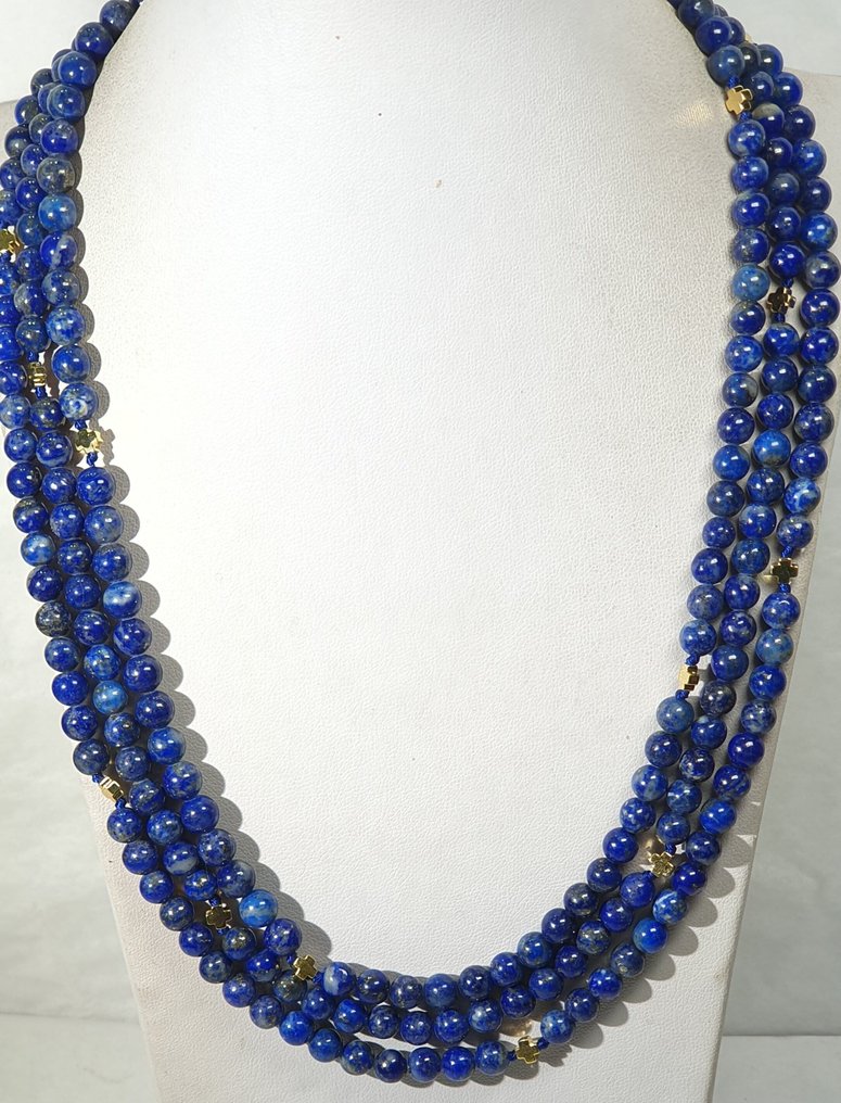 Λαπίσλζουλι φυσικό Αφγανιστάν - AAAA++ - Σταυροί Ελληνικοί προστασίας - Κλείσιμο από ασήμι 925 - Κολιέ #1.0