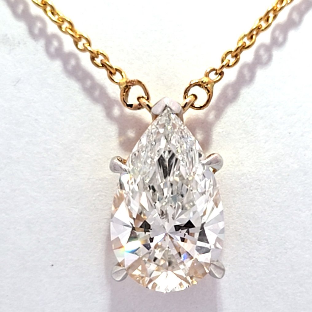 χωρίς τιμή ασφαλείας - Κολιέ με μενταγιόν - 14 καράτια Κίτρινο χρυσό -  4.05ct. tw. Διαμάντι (Εργαστηριακής καλλιέργειας) #1.0