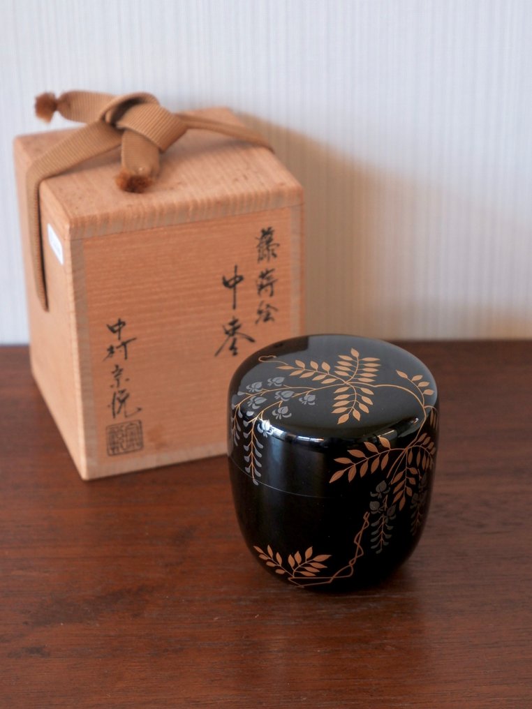 中村宗悦 Nakamura Sōetsu - Natsume - Νακαμούρα Σοέτσου – Ιαπωνικό δοχείο ρεσίνης με γλάσο γλυκοπατάτας - Ξύλο, βερνίκι - Βαμμένο κουτί τσαγιού #1.0