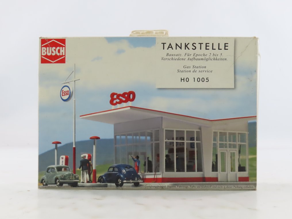 Busch H0 - 1005 - 模型火車建築 (1) - ESSO加油站“Dudok”的积木套装 #1.0