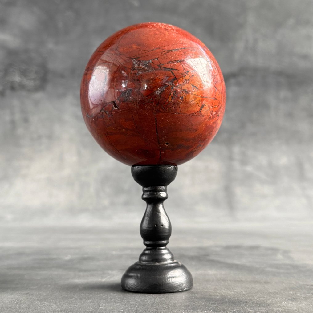 Χωρίς ελάχιστη τιμή - Υπέροχο ζευγάρι από κόκκινο Jasper. Σφαίρες σε προσαρμοσμένες βάσεις.- 2300 g - (2) #1.0