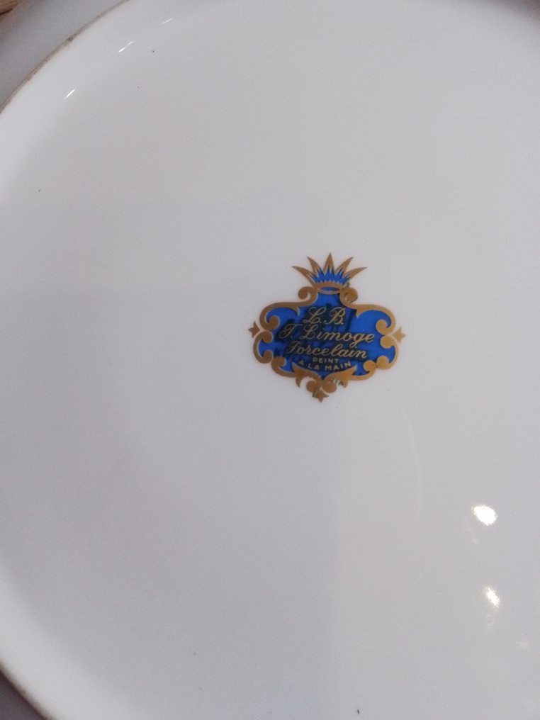 Limoges - 大盘子 - 瓷, 黄铜色 - Limoges 托盘 #3.2