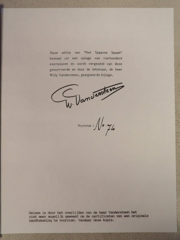 Suske en Wiske - Het Spaanse spook - luxe sc Dirk Vermeire uitgave - met kopie handtekening Vandersteen - 1 x 豪华版 - 第一版 - 1990 #1.0