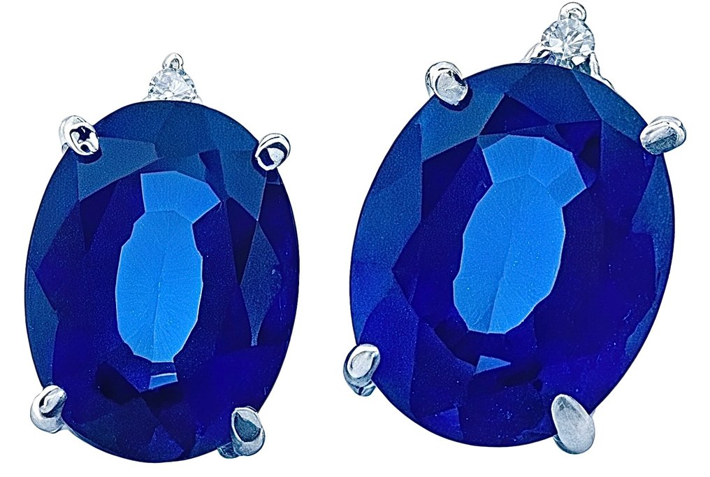 χωρίς τιμή ασφαλείας - Σκουλαρίκια - 18 καράτια Λευκός χρυσός Ζαφείρι - Διαμάντι #3.2