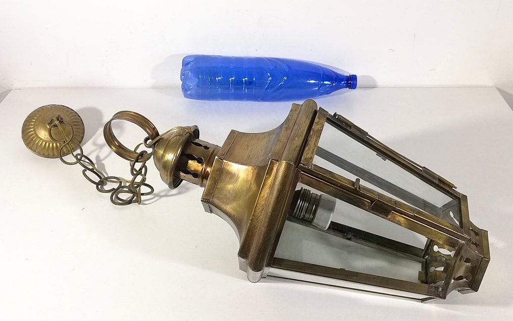 掛燈 - 六角形灯笼 - 金色黄铜，玻璃 - 优雅的复古灯 #3.2