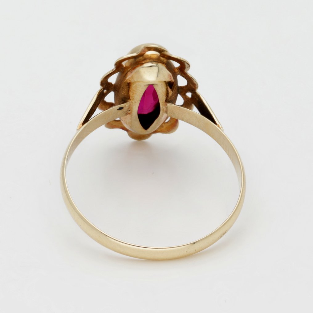 Zonder minimumprijs - Ring - 14 karaat Geel goud Robijn #3.2