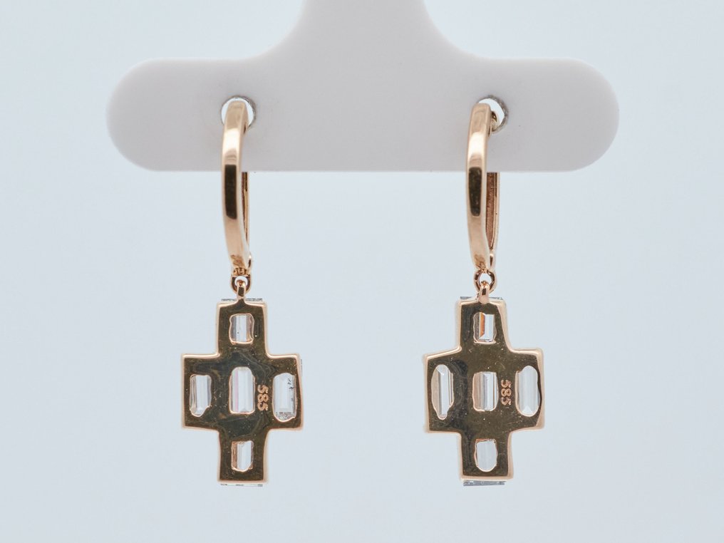 沒有保留價 - 耳環 - 14 克拉 黃金 -  2.26ct. tw. 鉆石 (實驗室培育) #3.2