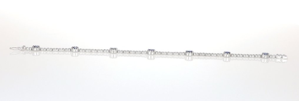 没有保留价 - 手镯 - 18K包金 白金 蓝宝石 - 钻石 #4.3