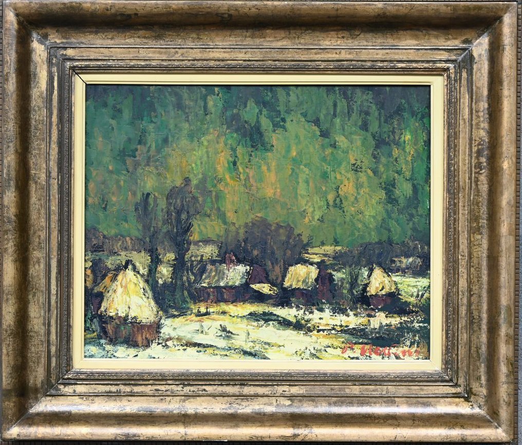 Constant Permeke (1886–1952) Suiveur de - Paysage et nature morte expressionnistes - Double face #1.0