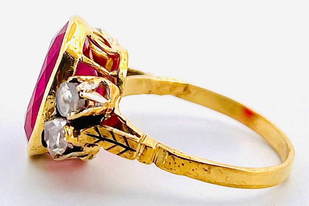沒有保留價 - 戒指 - 9 節 黃金, 銀 紅寶石 - 鉆石 #4.3