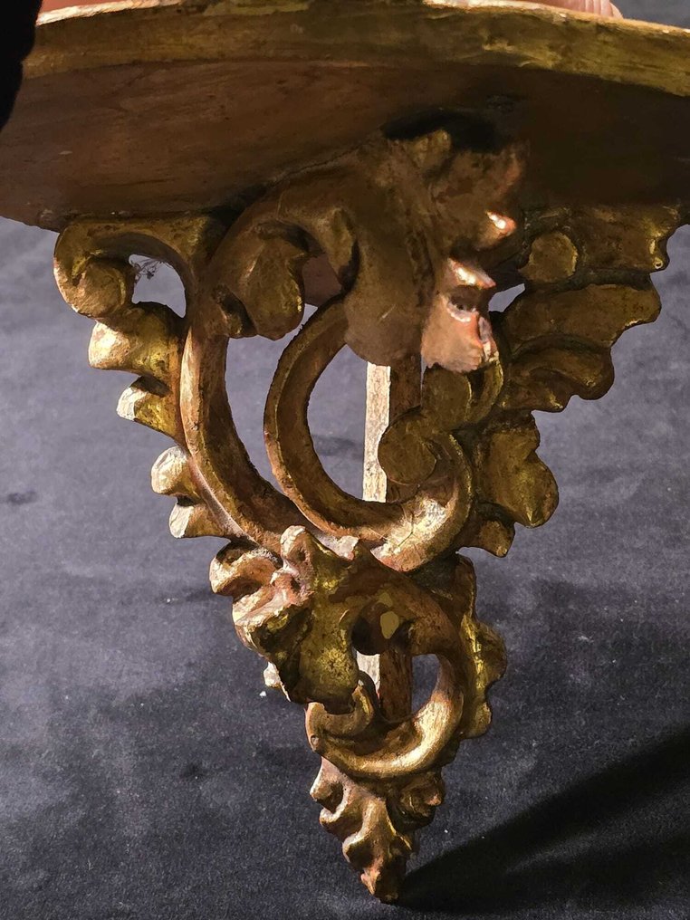 Στήλη επιτοίχιων ραφιών - Επιχρυσωμένο ξύλο - Παλιό γωνιακό ράφι #4.3