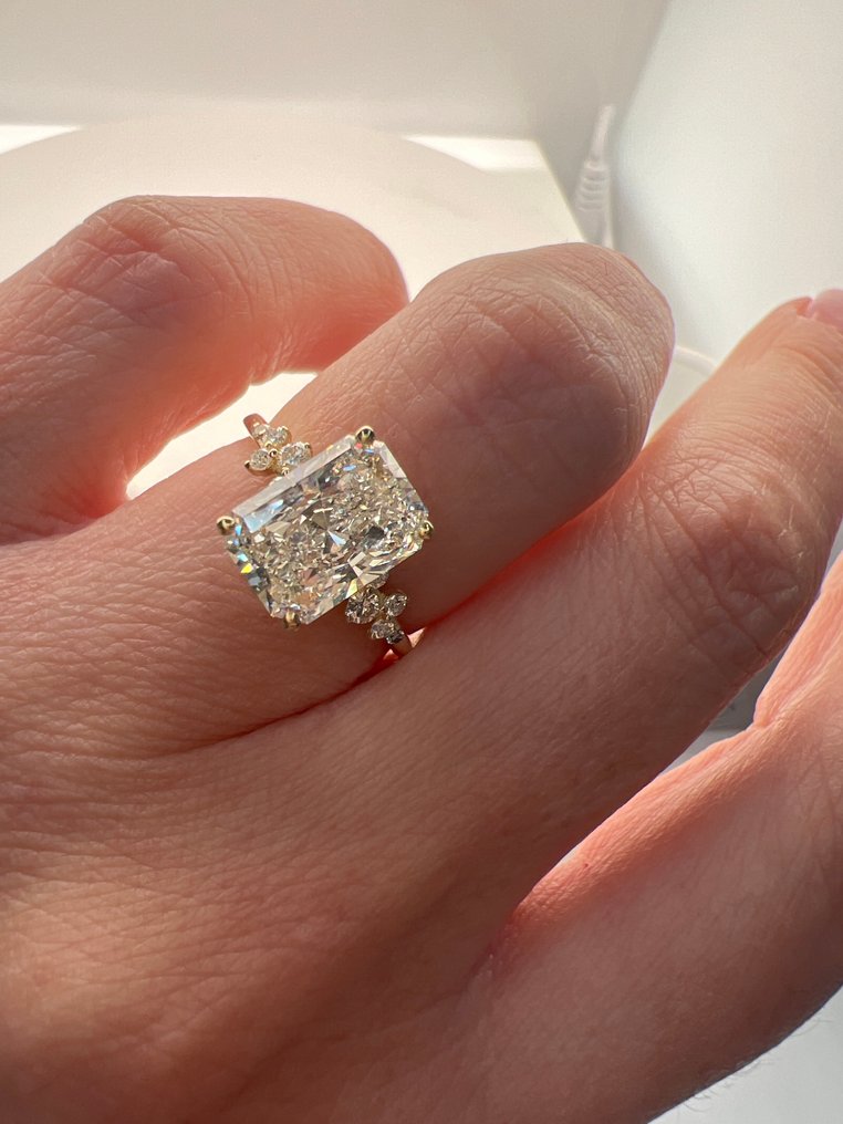 Δαχτυλίδι - 14 καράτια Κίτρινο χρυσό -  3.24ct. tw. Διαμάντι (Εργαστηριακής καλλιέργειας) - Διαμάντι #4.3