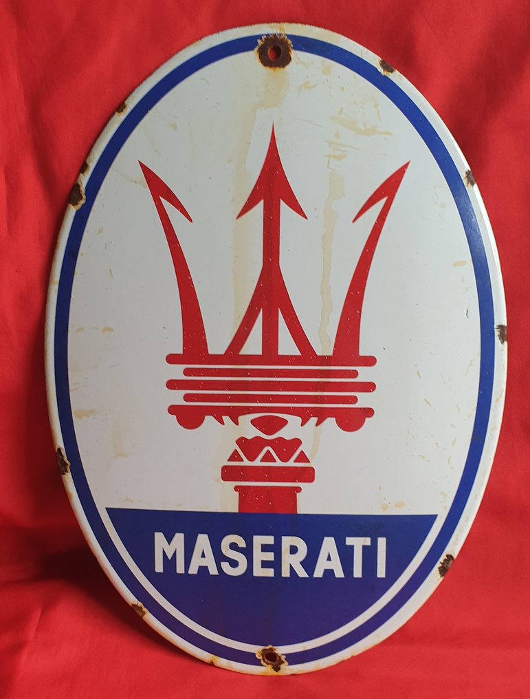Maserati - 来自遗产“玛莎拉蒂珐琅牌椭圆形” - 珐琅标志 - 搪瓷, 金属 #1.0