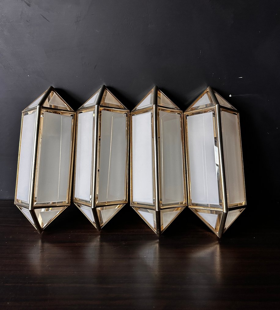 壁燈 (4) - 鍍金, 玻璃 - 24K黄金镀层 #1.0