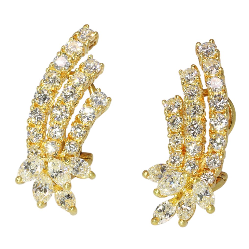 Σκουλαρίκια - 18 καράτια Κίτρινο χρυσό -  3.50ct. tw. Διαμάντι (Φυσικό)  - Κλασικό 1980 #1.0