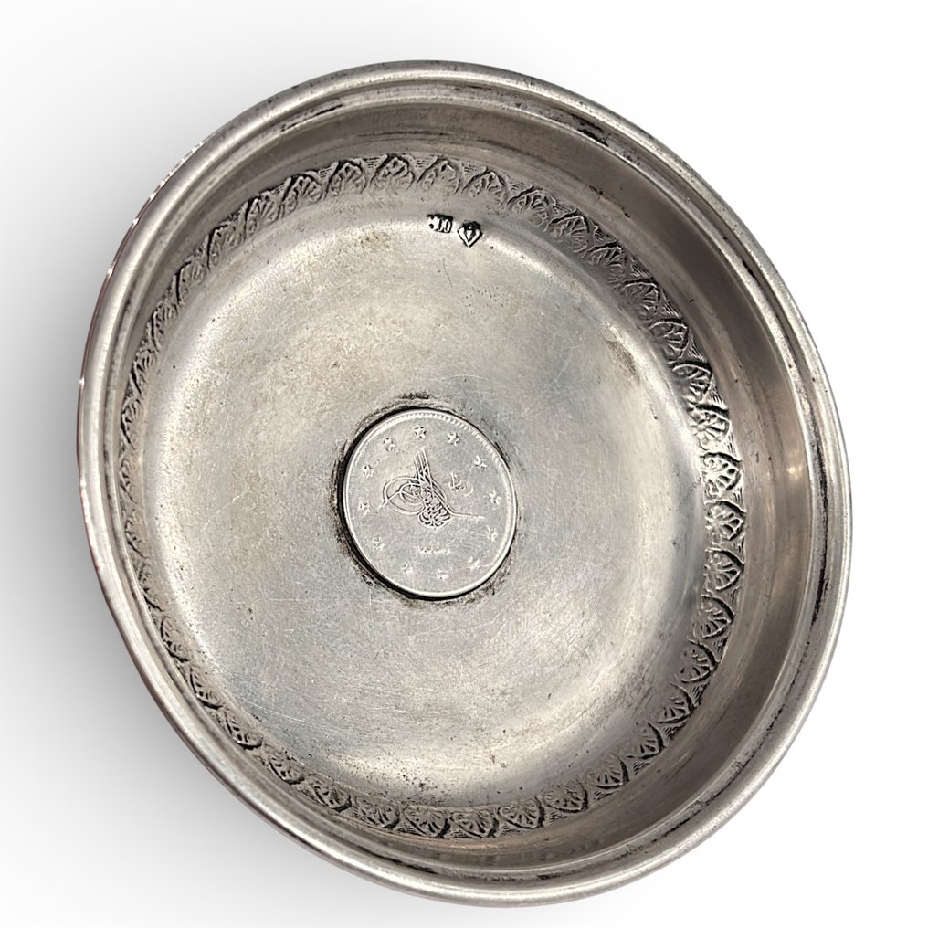 Sultan Abdulhamid II. - Πιάτο - .900 silver - Πιάτο με χέννα οθωμανικού στυλ. #1.0