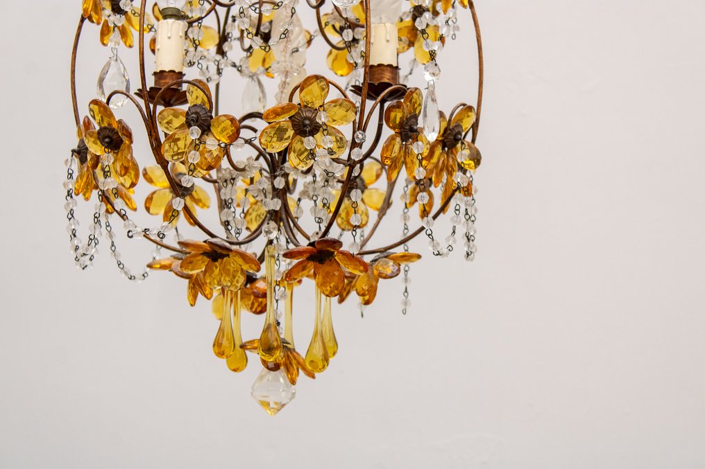 Κρεμαστό φωτιστικό - διακοσμημένο - Γυαλί Murano - ανθοί και σταγόνες #4.3