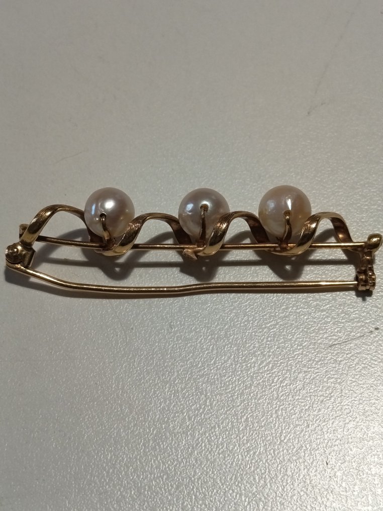 Broșă - 18 ct. Aur galben Perlă - Broșă din aur și perle #3.2