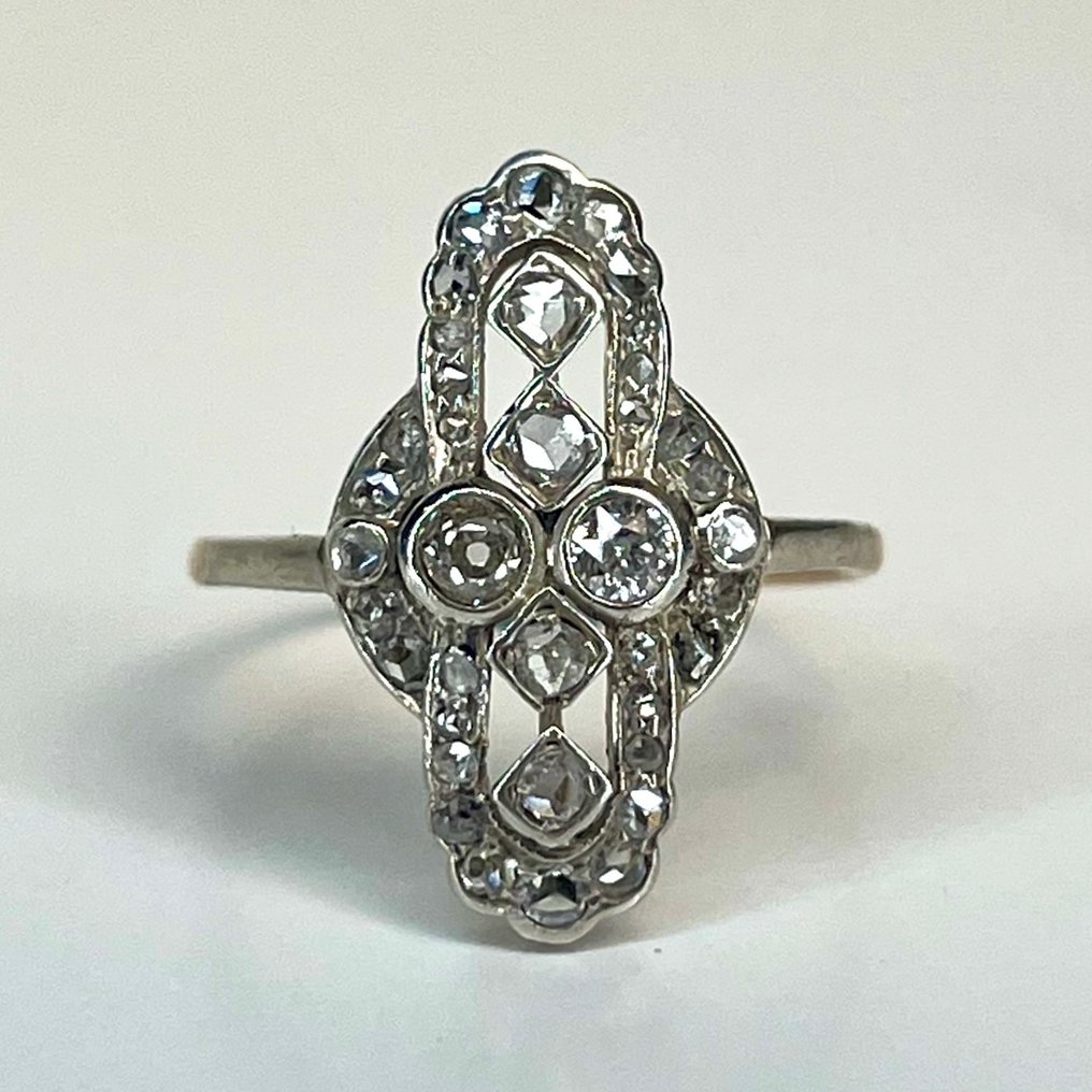 沒有保留價 - 戒指 - 14 克拉 黃金, 銀 -  0.80ct. tw. 鉆石 (天然)  #1.0