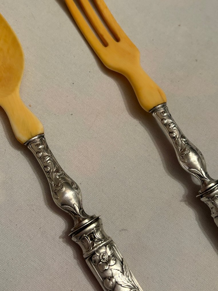 Vassoio di portata da insalata - .950 argento - 1850-1900 #3.2