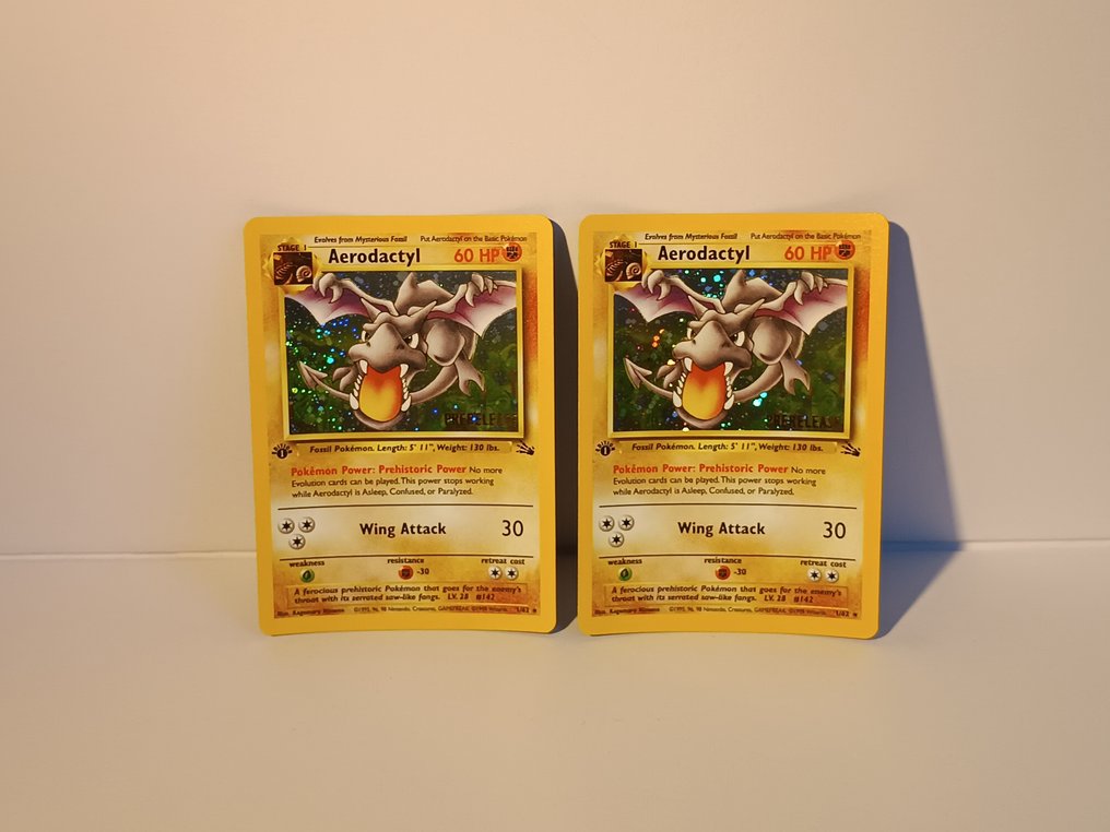 Pokémon - 2 Card - Aerodactyl first edition Prerelease Πρώτη έκδοση - WOTC - Fossil #1.0