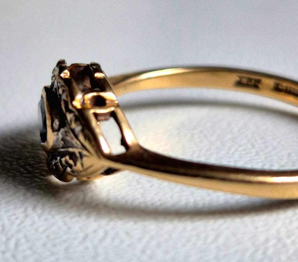 Statement δαχτυλίδι - 18 καράτια Κίτρινο χρυσό -  0.50ct. tw. Ζαφείρι - Διαμάντι - δαχτυλίδι από χρυσό 18k, 1896 #2.1