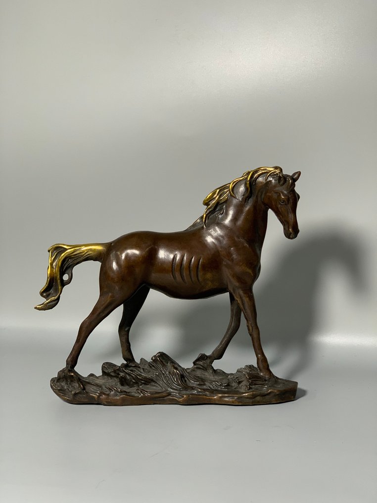 Statue, Pure Copper Gilded Horse - 20 cm - Bronse #2.1