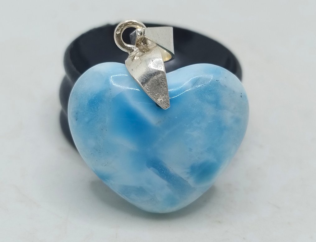 Όμορφο μενταγιόν - υψηλής ποιότητας Larimar - Κοπή Καρδιά- 6.9 g #1.0