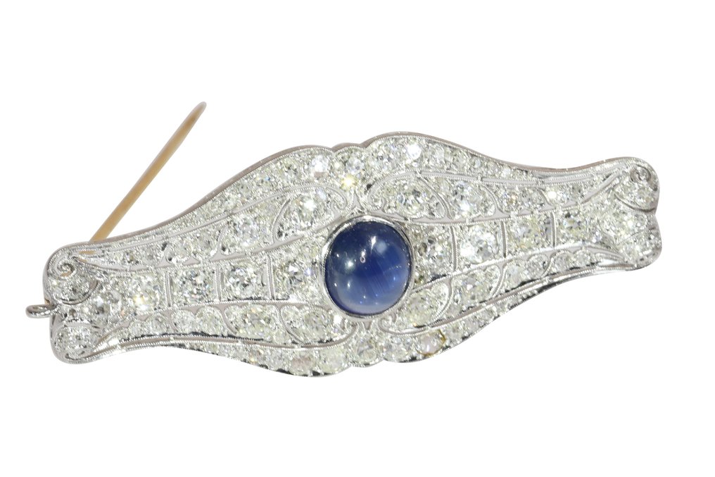 胸针 白金 -  7.42ct. tw. 钻石 (天然)  - 复古1930年代艺术装饰风格 #4.3