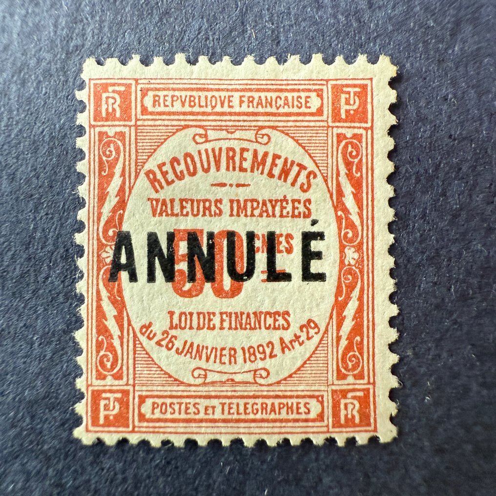 法國  - 课程说明 Yvert 47-CI 1 ‘50分税’ 全新* - Brun签名的TB #1.0