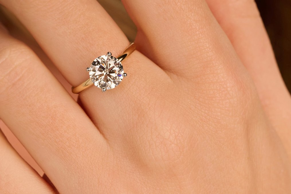 Δαχτυλίδι - 14 καράτια Κίτρινο χρυσό -  2.21ct. tw. Διαμάντι (Εργαστηριακής καλλιέργειας) #1.0