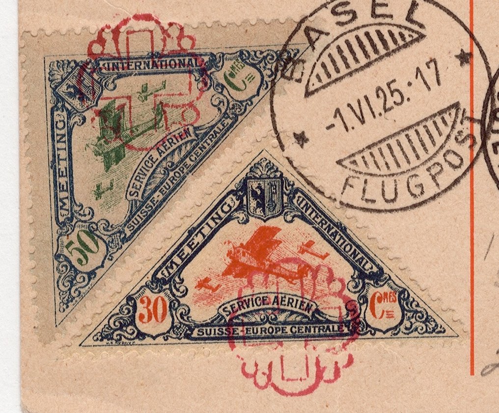 Switzerland 1925 - CH - Airmail - Special Flight - SF 25.4fg + 2 vignettes 15&16 #2.1