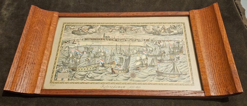 Tray - Wood, Glass - Tray with Rotterdam #1.0