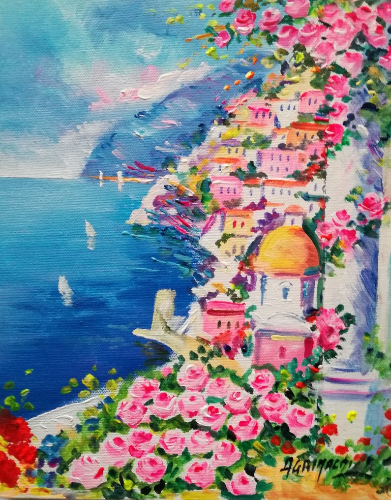Alfredo Grimaldi (1950) - Positano fiorita (costiera amalfitana) #1.0