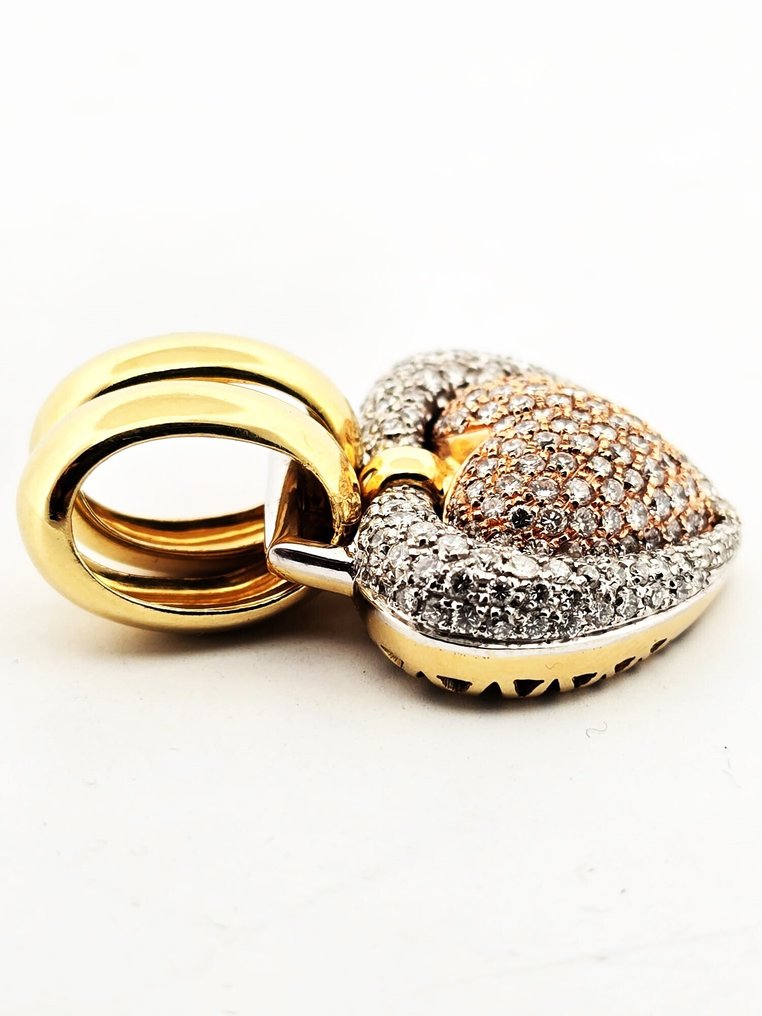 吊坠 - 18K包金 白金 -  3.00ct. tw. 钻石 (天然)  #1.0