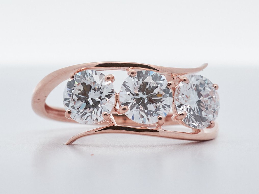 χωρίς τιμή ασφαλείας - Δαχτυλίδι - 14 καράτια Ροζ χρυσό -  2.16ct. tw. Διαμάντι (Εργαστηριακής καλλιέργειας) #1.0