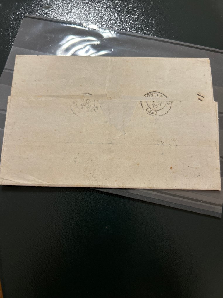 Αρχαία ιταλικά κράτη - Σαρδηνία  - 20 λεπτά αξίας σε γράμμα από Messina σε Aniane. - Sassone N. 15E #1.0