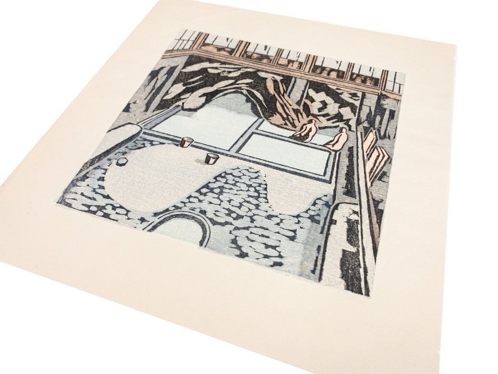 前川千帆《温泉纪事:土肥(静冈)》——罕见的1941年木版画,草创派成员 - Maekawa Senpan - 日本 - 昭和年代(1926-1989) #2.1