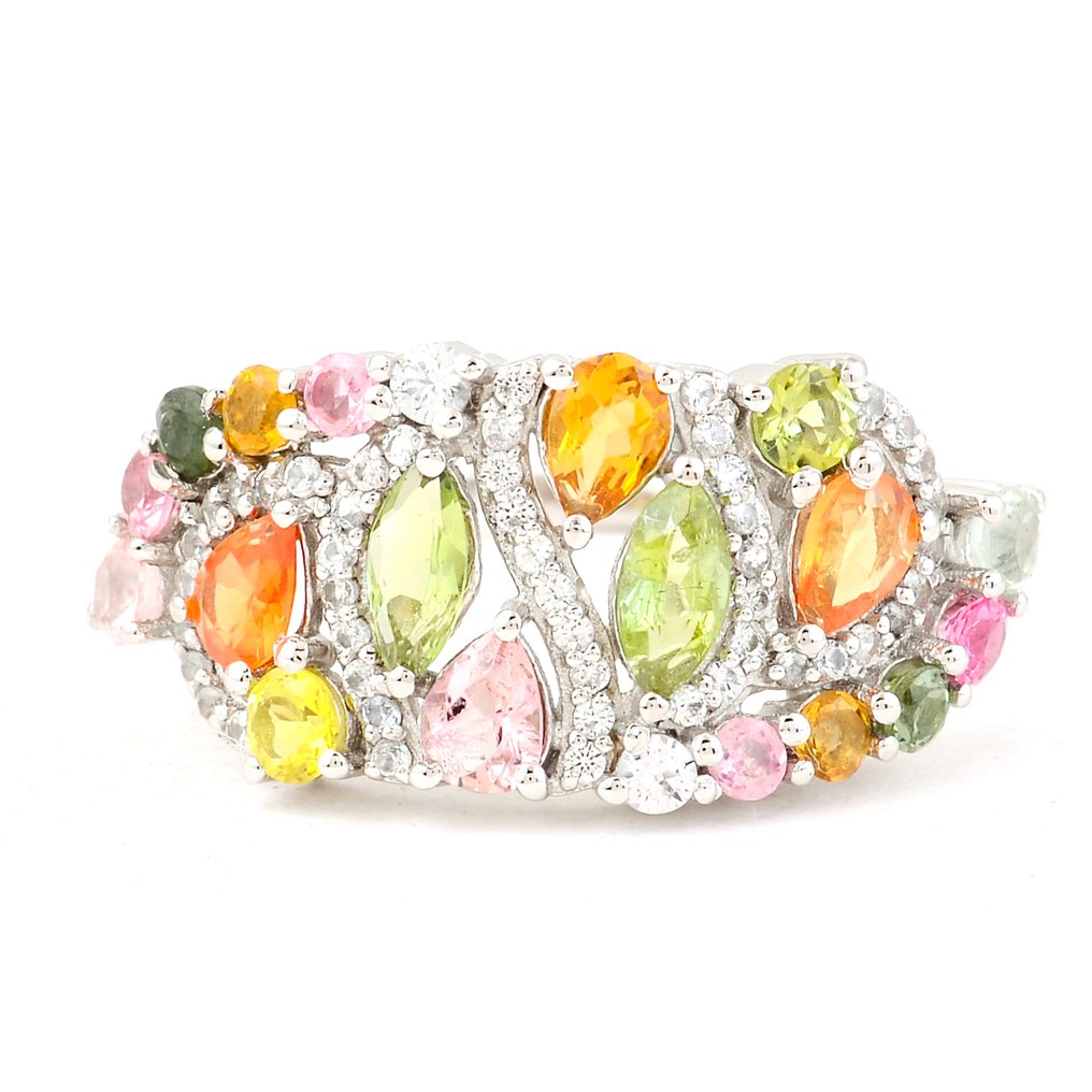 χωρίς τιμή ασφαλείας - Δαχτυλίδι Πλατίνα -  1.54ct. tw. Τουρμαλίνης - Ζαφείρι #1.0