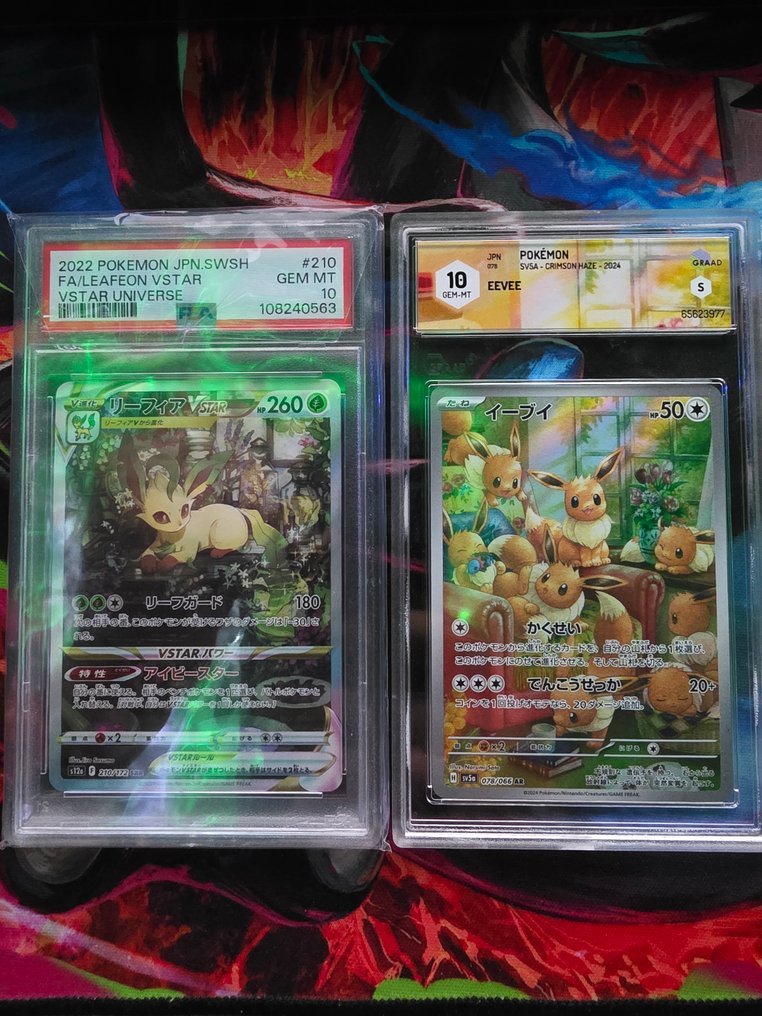 Pokémon - 2 Graded card - Leafeon, Eevee 全圖, 壓膜 - PSA 10 - Sword & Shield #1.0