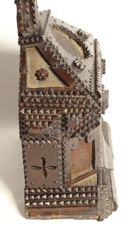  Kruis - Hout, Canvas, Metaal - 1850-1900 - Tramp art cross/shrine - 44 cm  #3.2