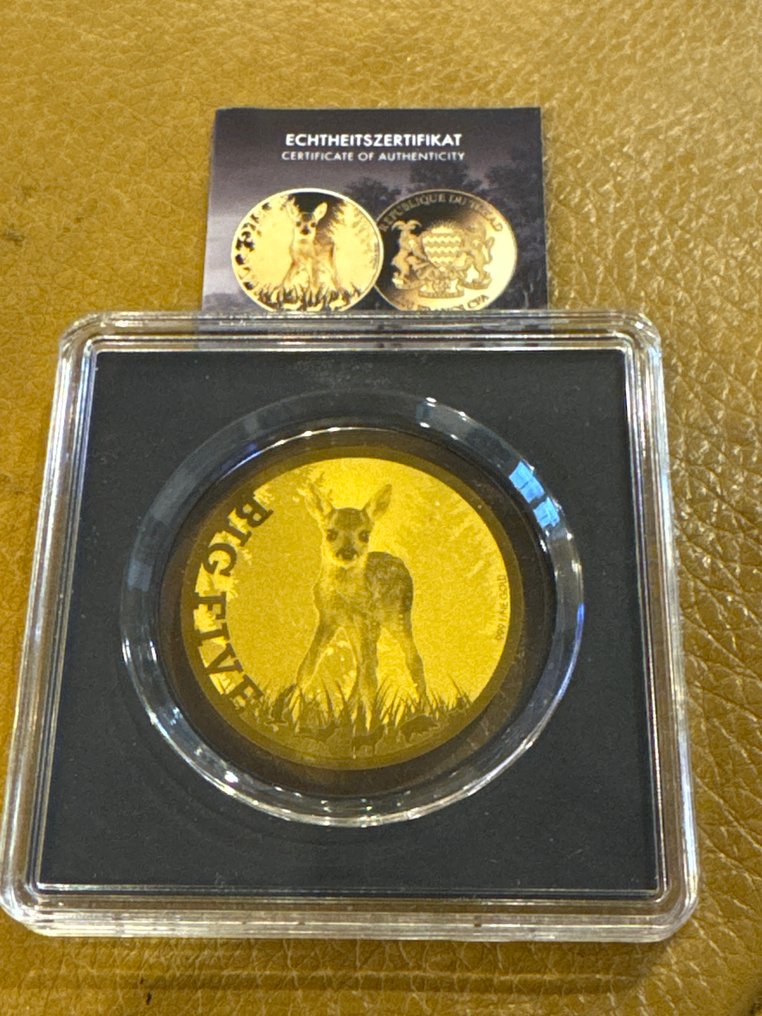 Tsjad. 5000 Francs 2020 Rothirschkalb - 1/200 (.999) mit CoA  (Ingen reservasjonspris) #1.0