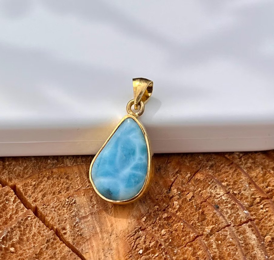 Λάριμαρ Ασημένιο κρεμαστό - Ύψος: 30 mm - Πλάτος: 13 mm- 4.8 g - (1) #3.2