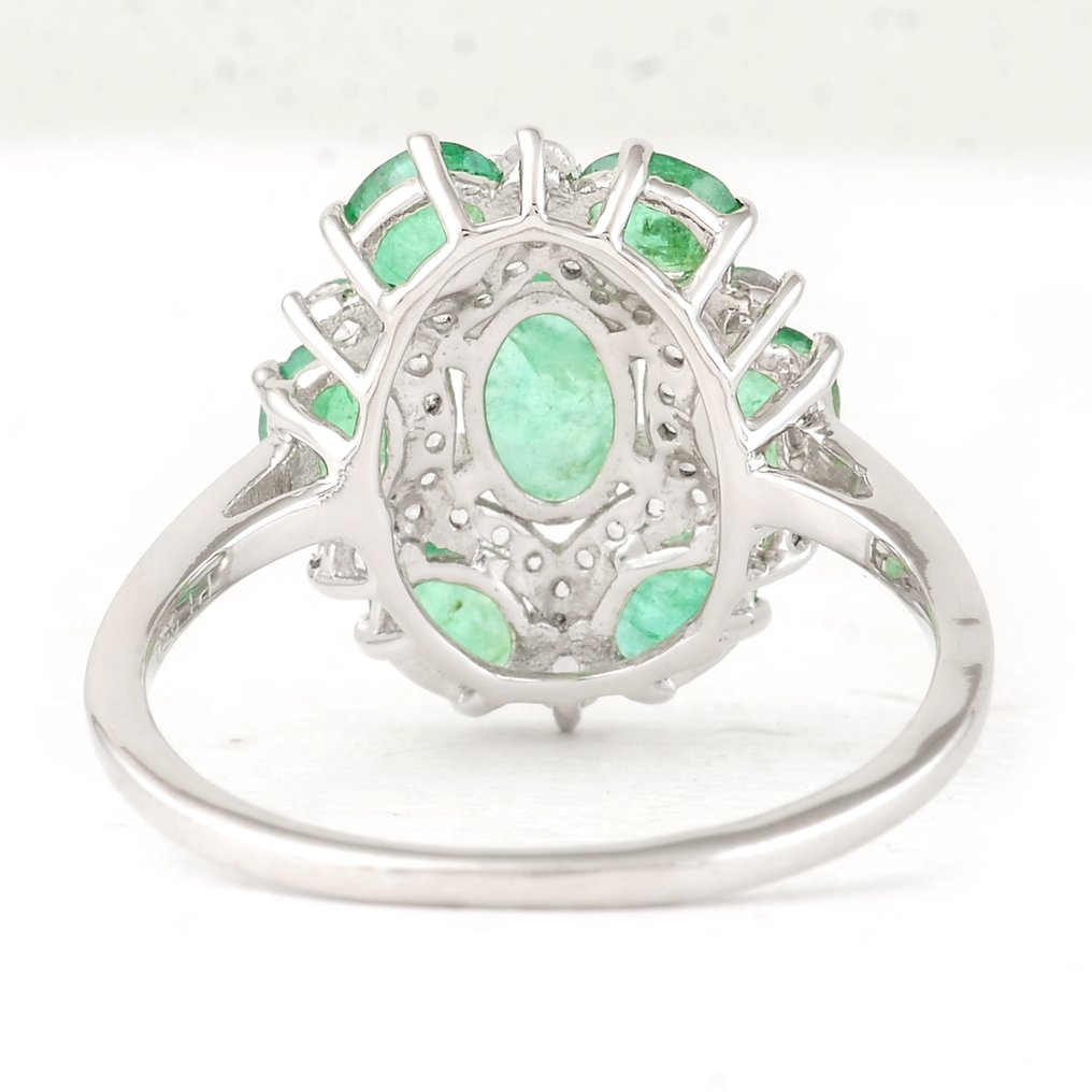 没有保留价 - 戒指 白金 -  1.61ct. tw. 祖母绿 - 蓝宝石 #2.1