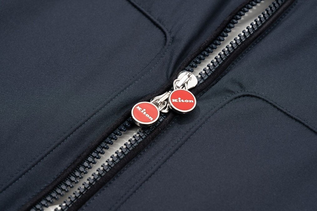KITON RRP 4600€ Blue Navy Bomber Jacket Goatskin Sude / Poly - 52 IT - 飞行员夹克 - 带标签的新品 #3.2