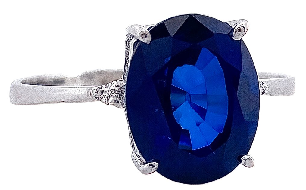 χωρίς τιμή ασφαλείας - Δαχτυλίδι - 18 καράτια Λευκός χρυσός Ζαφείρι - Διαμάντι #2.1